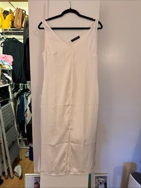 Finesse Cream V-Neck Midi Slip Dress